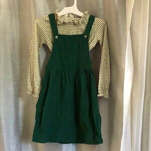 H&M Green Pinafore Dress with Checkered Top
